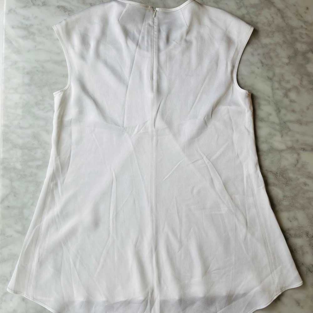 St. John White Sateen Sleeveless Tunic Blouse Swing Small NEW Acetate Viscose - Picture 6 of 6